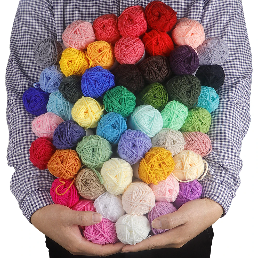 50pcs Durable Polyester Soft Yarn Set for Hand Knitting & Crocheting Arts, 25g/Piece, Creative Crocheted Art Decoration Yarns