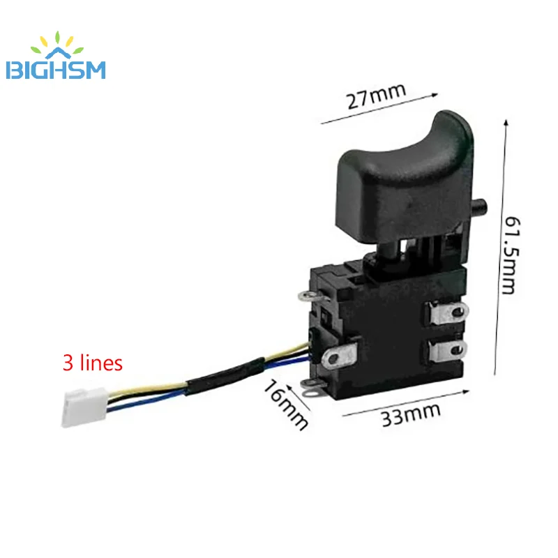 Lithium-ion Electric Drill Dustproof Speed Control Push Button Trigger Switch Three Wire For Power Tool Drill Speed Control