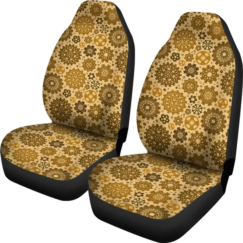 Steampunk Print Pattern Seat Cover Car Seat Covers Set 2 Pc, Car Accessories Car Mats