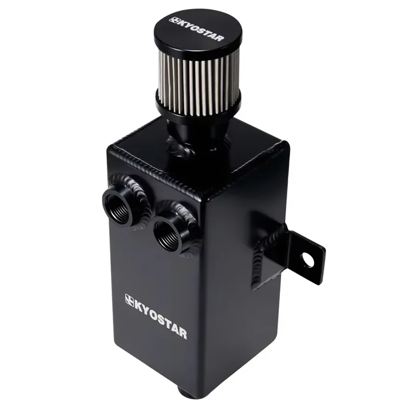 for 8AN Female Port Billet 10AN Drain Black 1L Waste Racing Car Baffled Reservoir Aluminum Oil Catch Tank
