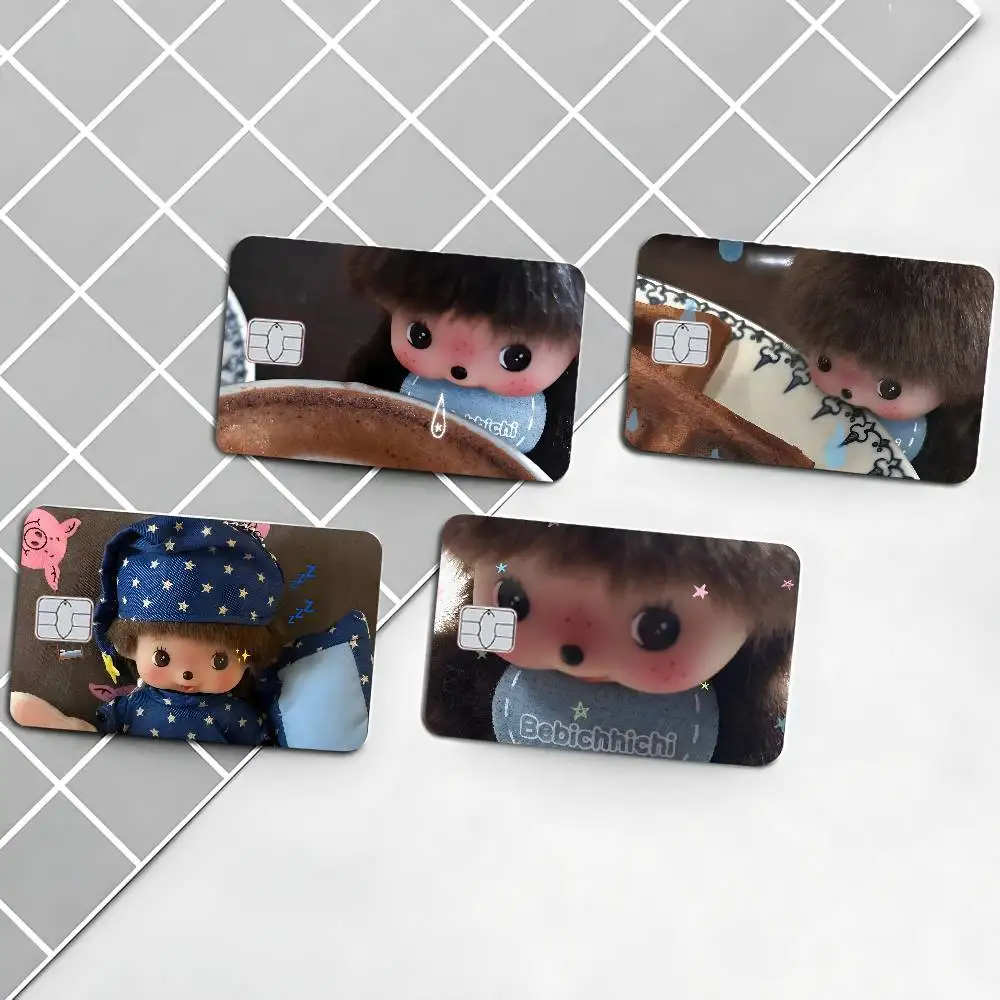 Anime M-Monchhichi Credit Card Skin Stickers For VISA Bank Card Transportation Card Waterproof Sticker Anti-scratch Women Gift