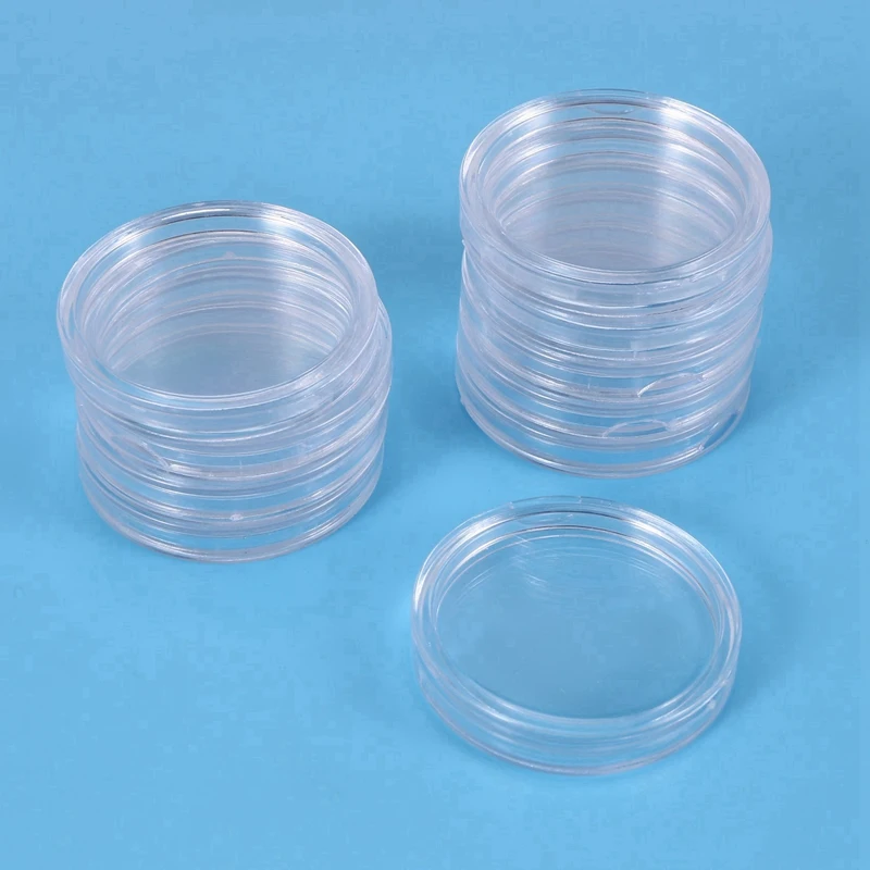 100 Pcs Small Round Transparent Plastic Coin Capsules Box 33Mm