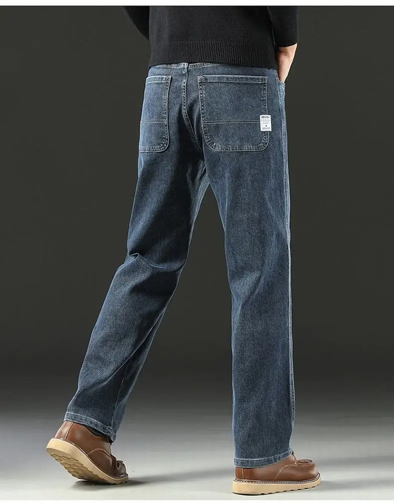 Frühling und Herbst Herren Baggy Jeans Casual Straight Stretch Vielseitige Business Denim Hosen mit weitem Bein Bequeme lockere Hosen – Detail 11