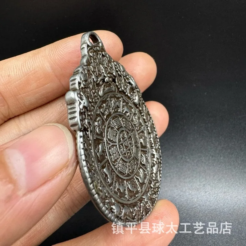Tibetan-Style Vintage White Copper With Nine Palaces And Eight Trigrams Symbol, Waist Pendant Necklace Accessory