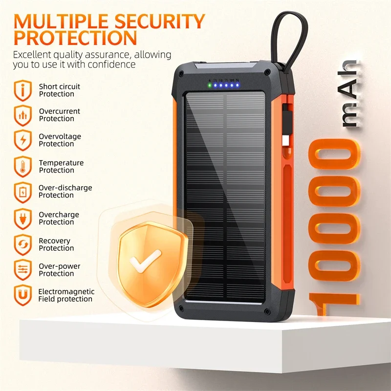 10000mAh 磁気ソーラーパワーバンク ポータブル外部バッテリー ワイヤレス急速充電器 iPhone 16 Huawei Samsung Xiaomi対応