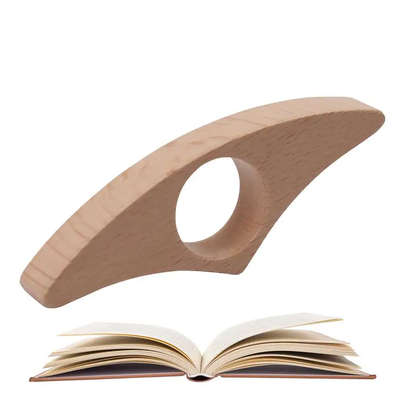 1pcs Wooden Thumb Bookmark One Hand Reading Thumb Book Support Book Page Holder Convenient Bookmark for Bed Beach Journey