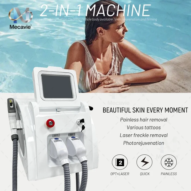 

Настольный лазер Nd Yag 2 в 1 IPL 480 640 532 1064 нм-10 ℃ Охлаждающий домашний салон для удаления татуировок 90, сертифицированный CE FCC