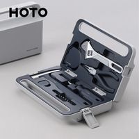 HOTO Manual Toolbox Hand Tool Set Portable Screwdriver Spanner Hammer Tape Measure Pliers Home Repair Installation Toolbox