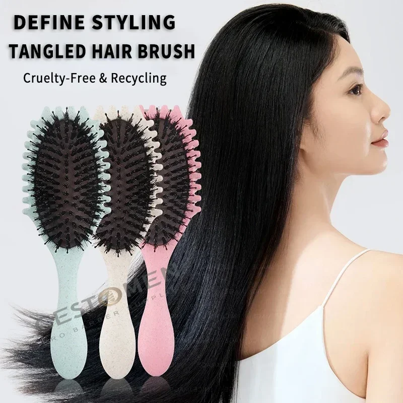 Curls Define Styling Brush setola di cinghiale spazzola per capelli districante pettine per capelli aggrovigliato che modella i riccioli strumento per lo Styling del salone di barbiere