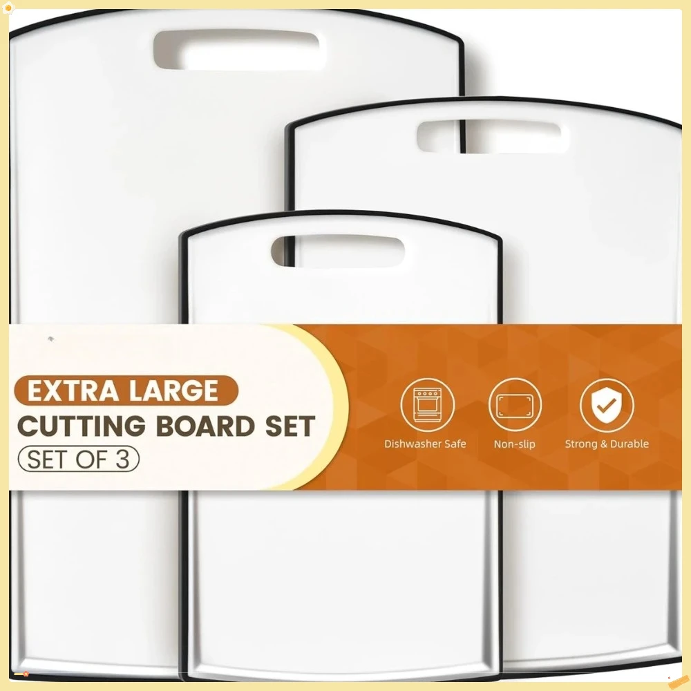 

3 шт. нескользящие очень большие пластиковые разделочные доски - без BPA, можно мыть в посудомоечной машине, разделочные доски для домашнего приготовления