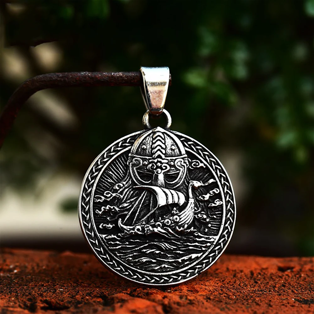 

Vintage Stainless Steel Viking Ship Pendant For Men Boys Fashion Nordic Celtic Knot Necklace Biker Amulet Jewelry Gift Wholesale