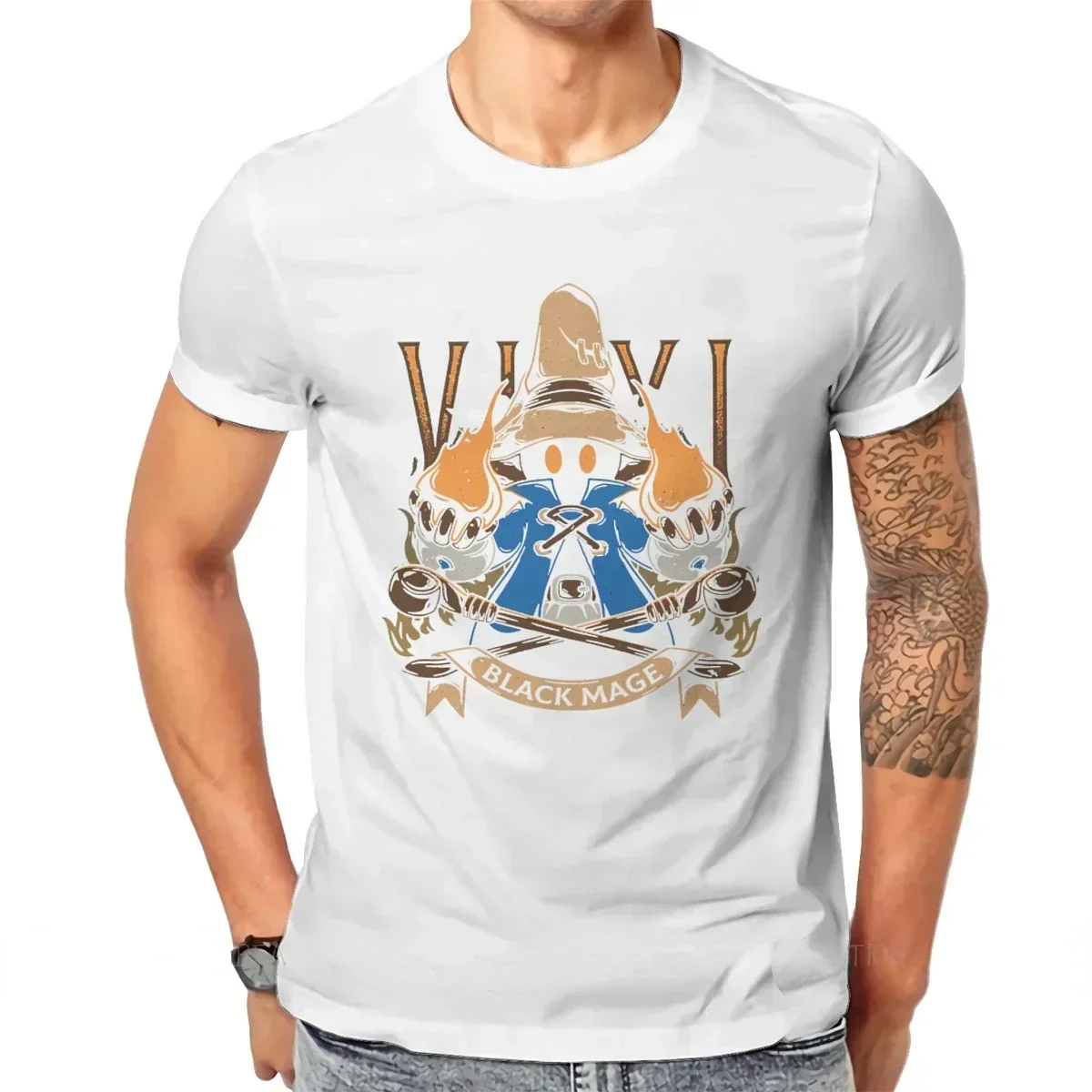 TShirt for Men Vivi Black Mage Round Neck Basic T Shirt Gift Chocobo Clothes Streetwear harajuku Final Fantasy Cid Game Newest