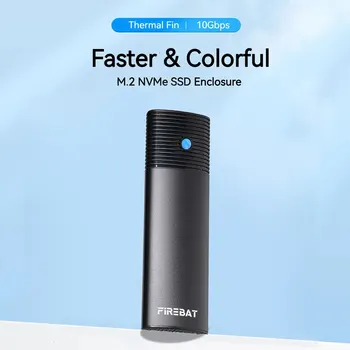 Firebat M2 SSD 인클로저 NVMe NGFF PCIe SSD 케이스 박스, 휴대용 USB C 도구 무료 외장 하드 디스크 케이스, 노트북 휴대폰 SSD, 10Gbps