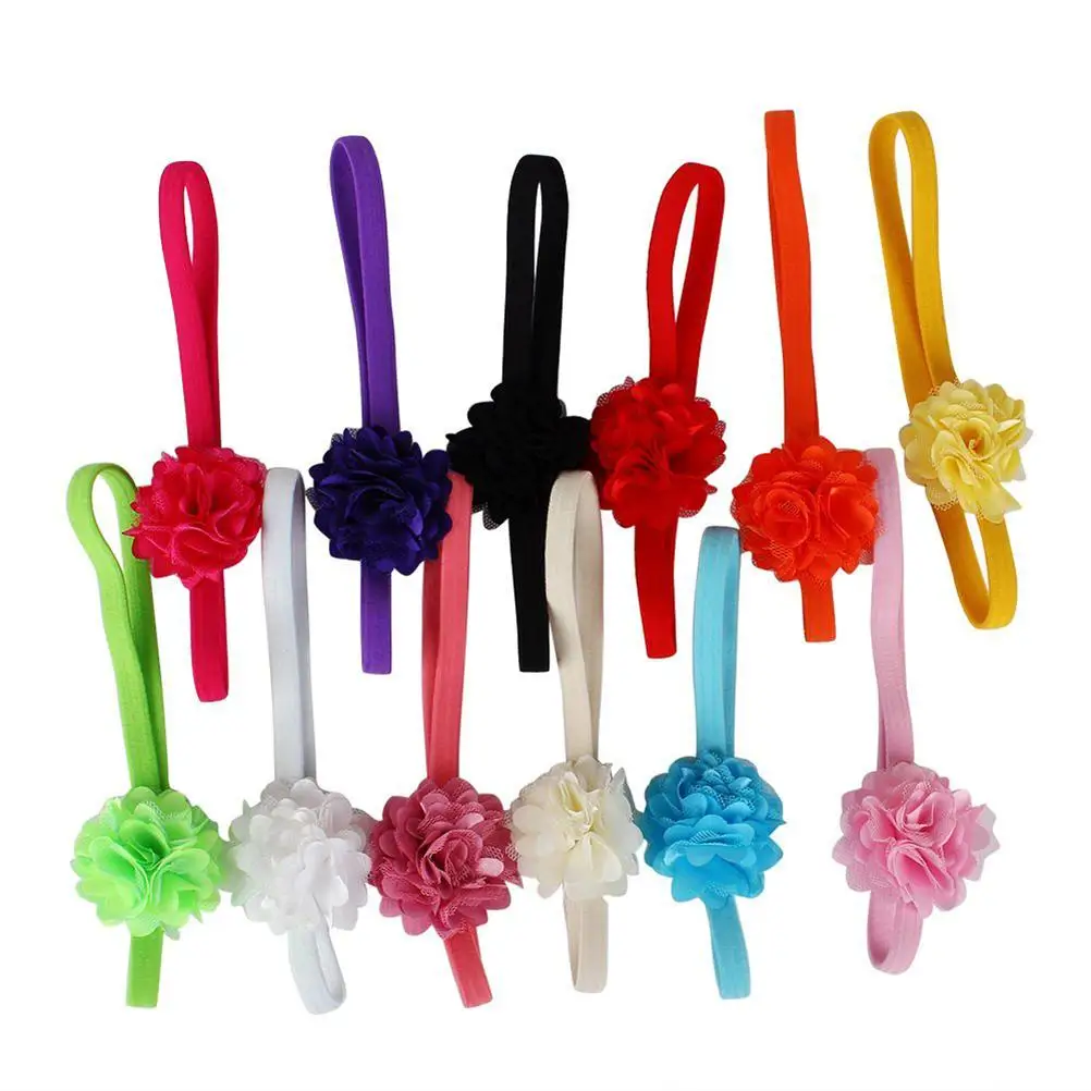 12pcs Baby Girls Headbands Elastic Hair Bands 55x35cm Soft Polyester Flower Decor Photo Prop Halloween Accessories