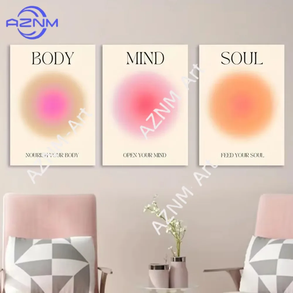 1Pc/3Pcs Color Gradient 3 Continuous Canvas Poster Core Living Room Wall Decoration Wall Art Living Room Bedroom Decoration