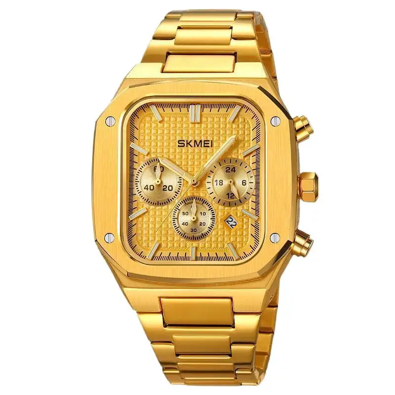 

SkmeiNew Men's Watch Three Eyes and Six Needles Men's Watch30Meter Waterproof Calendar Stopwatch Timing Quartz Watch Steel Belt