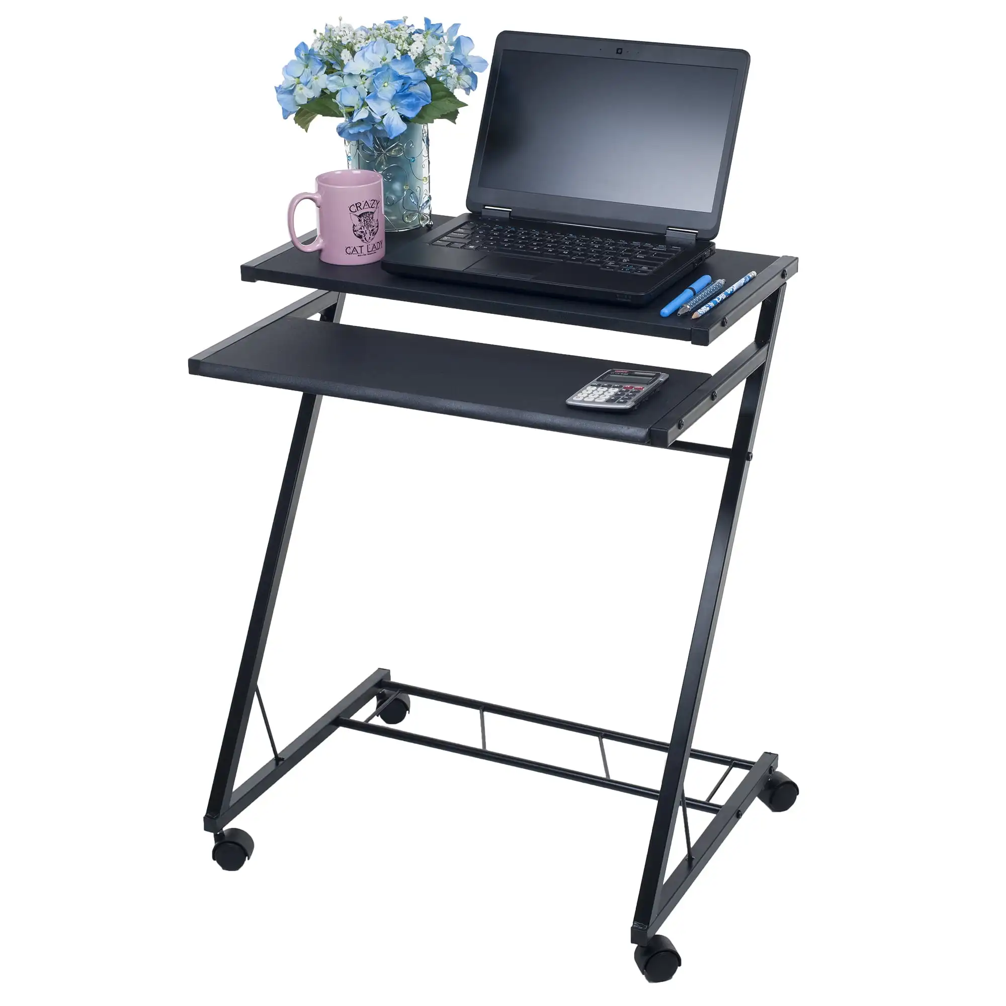 

Lavish Home Portable Desk Rolling Laptop Cart with Casters, Black