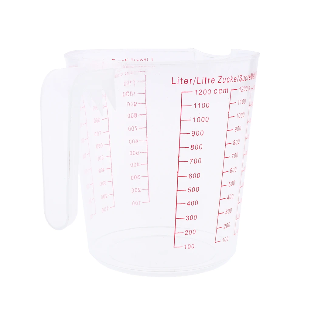 1200ml Plastic Measuring Cup with Clear Markings Heat Resistant Liquid Measuring Mug for Kitchen Baking Cooking