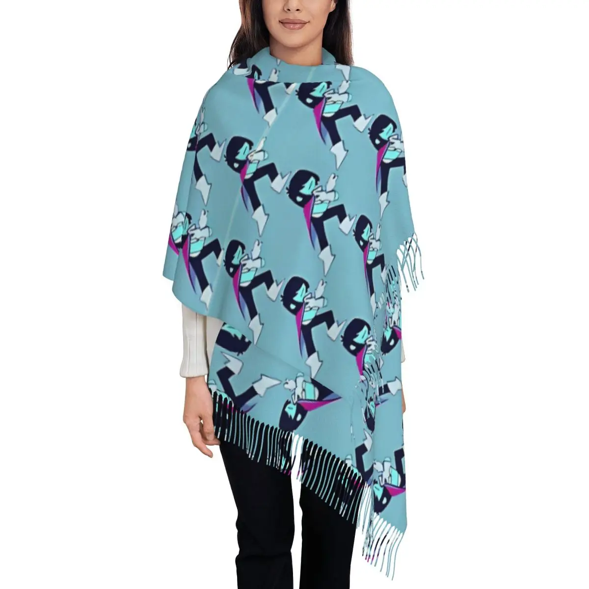 Deltarunes KRIS Scarf for Womens Winter Warm Shawls and Wrap Video Games Large Scarves with Tassel Daily Wear