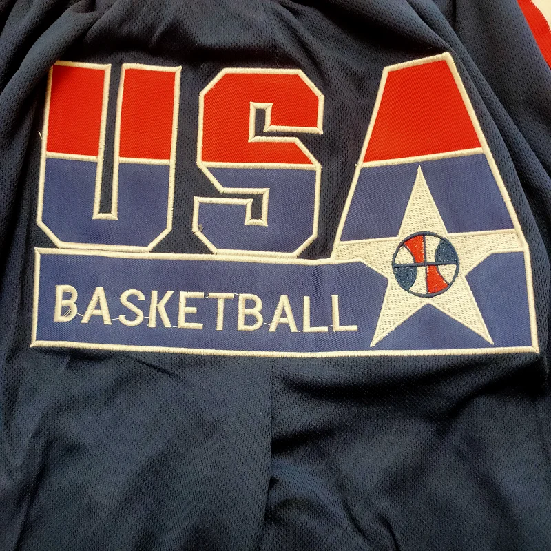 Basketbal Shorts 1992 Usa Vier Pockets Naaien Borduurwerk Outdoor Sport Strandbroek Ventilatie Wit Blauw 2024