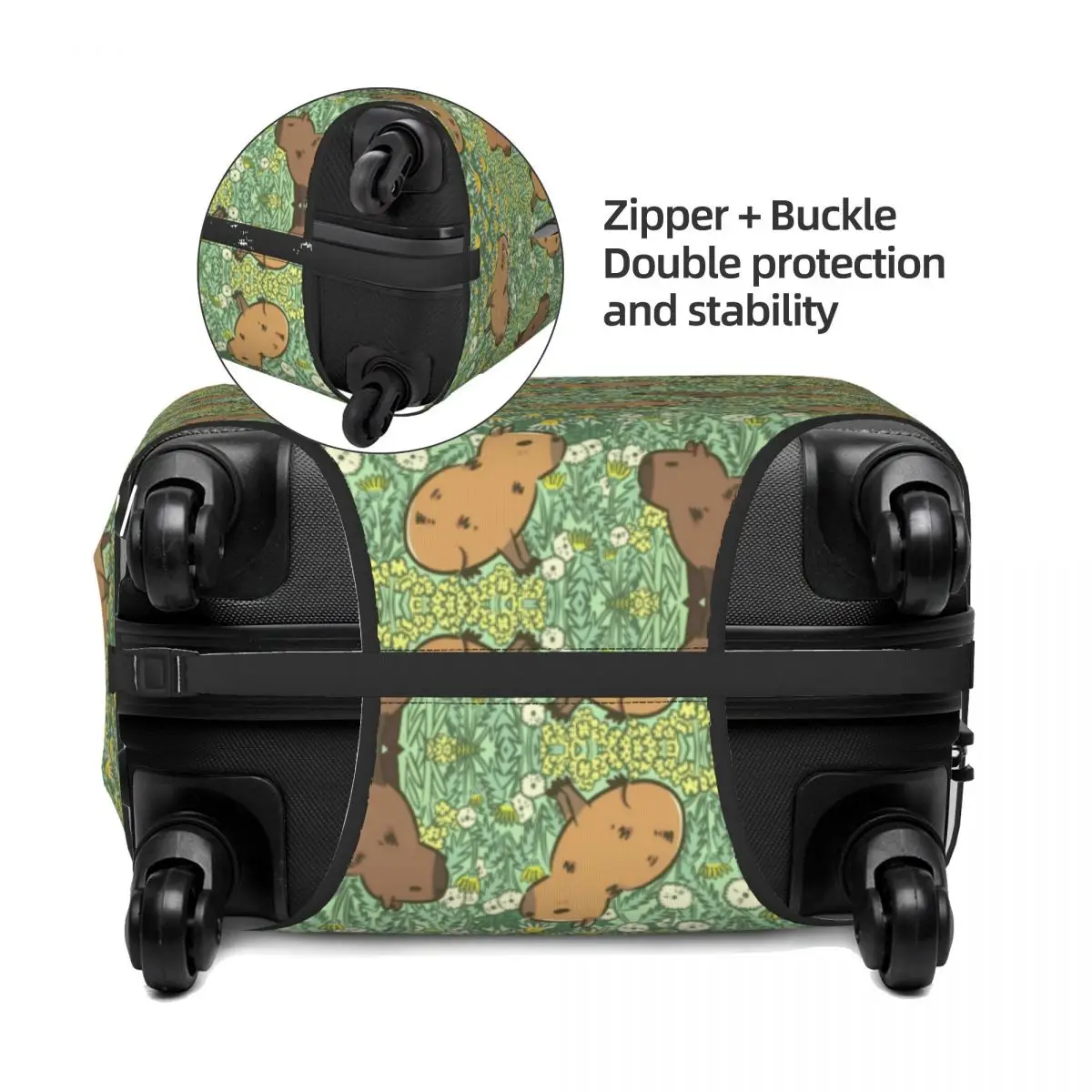 Cubierta de equipaje de viaje personalizable, Protector de maleta lavable, Collage Cavy Capybara gigante lindo, apto para 18-32 pulgadas