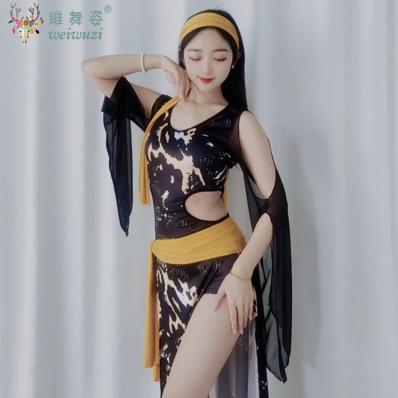 ملابس رقص البطن المرأة مزاجه أنيقة غير النظامية ليوبارد طباعة رداء الكبار شابي بلدي صيدي أداء الملابس