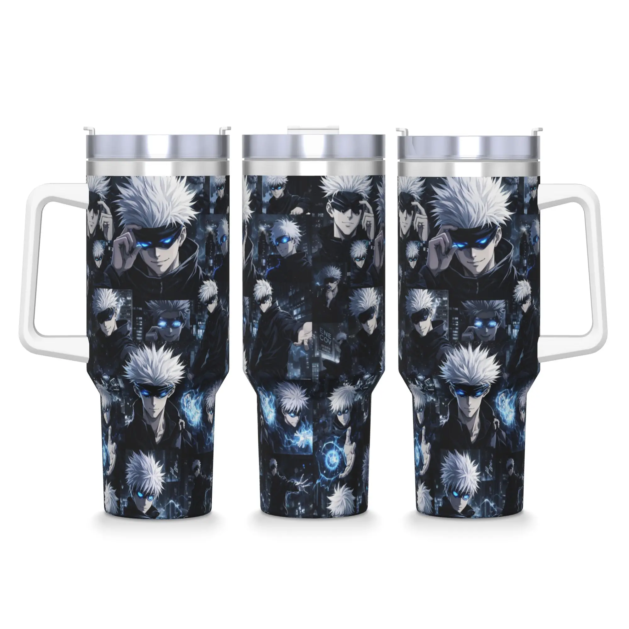 Satoru Gojo Stainless Steel Tumbler J-Jujutsus K-Kaisens Travelist Mug With Straws and Lid 40oz Mugs Cup Cold Water Bottle