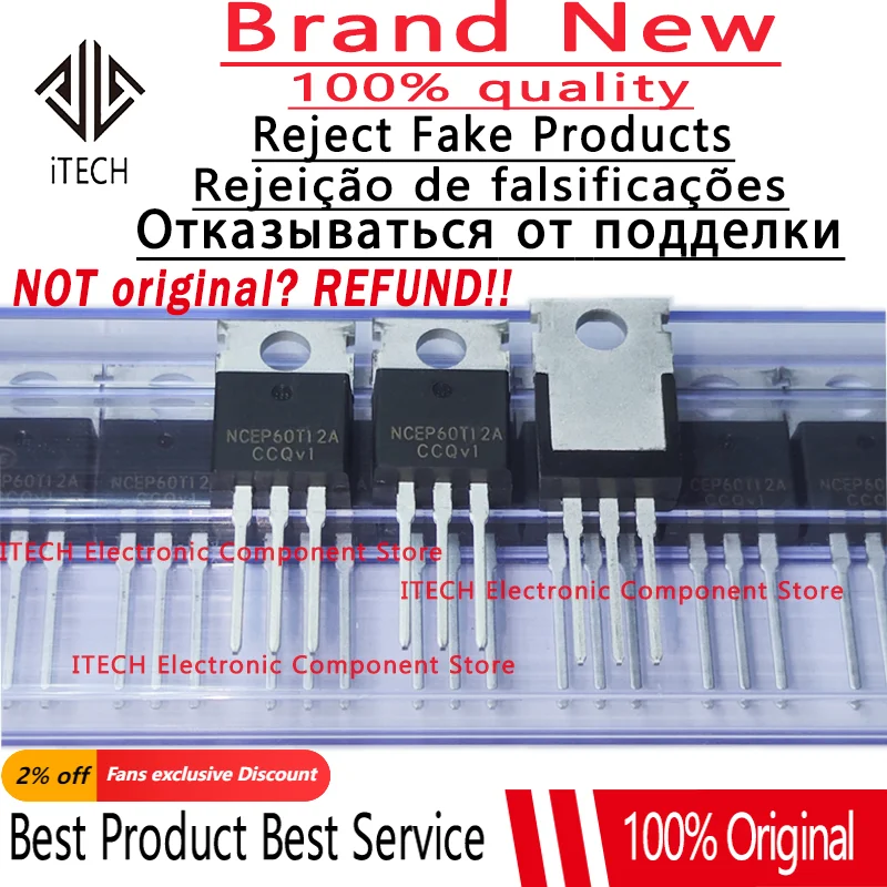 10pcs/lot Original NCEP60T12A NCEP60T12 TO-220 N/120A/60V/3.5mR 100% New and Genuine