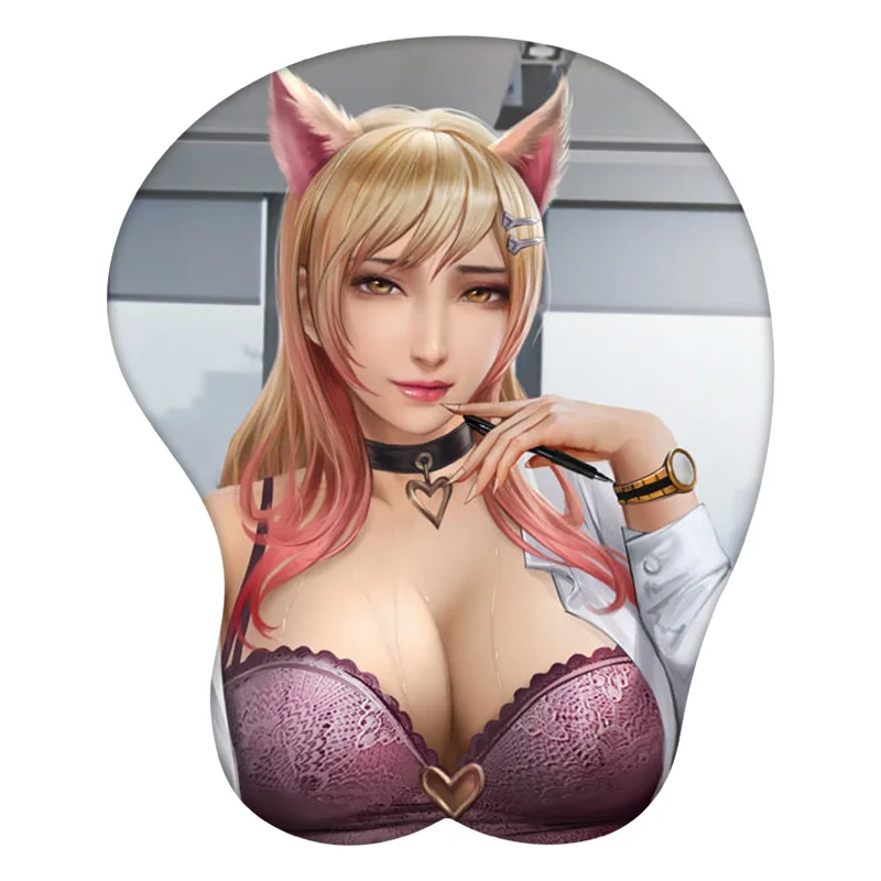 أنثى Bosses Ahri 3D ماوس الوسادة جامعة أساطير أنيمي المعصم الراحة سيليكون مثير الإبداعية الألعاب ماوس حصيرة #3