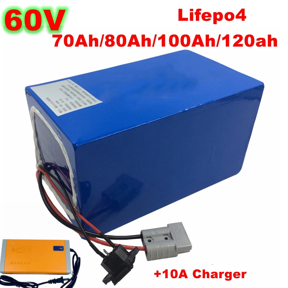 Lifepo4 60V 70Ah 80Ah 100Ah 120Ah Power battery pack for Electric Bike scooter large motorcycle + 73v 10A Charger High capacity