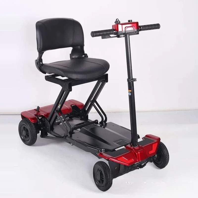 سكوتر أوتوماتيكي قابل للطي لكبار السن ذو أربع عجلات، يمكن استخدام بطارية ليثيوم مريحة على متن الطائرة #3