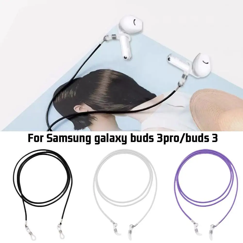 For Galaxy Buds 3 Pro Headphone Anti-Lost Rope Silicone Lanyard Magnetic Anti-Drop Tear-Resistant Anti-Fingerprint