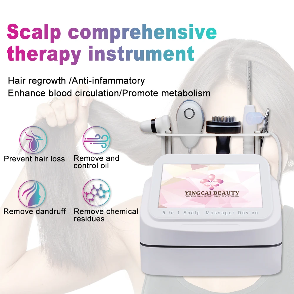 2025年最新 5 in 1 ヘア頭皮マッサージャー（スキンアナライザー付き）サロン スパ 薄毛ケア＆頭皮トリートメント LED育毛