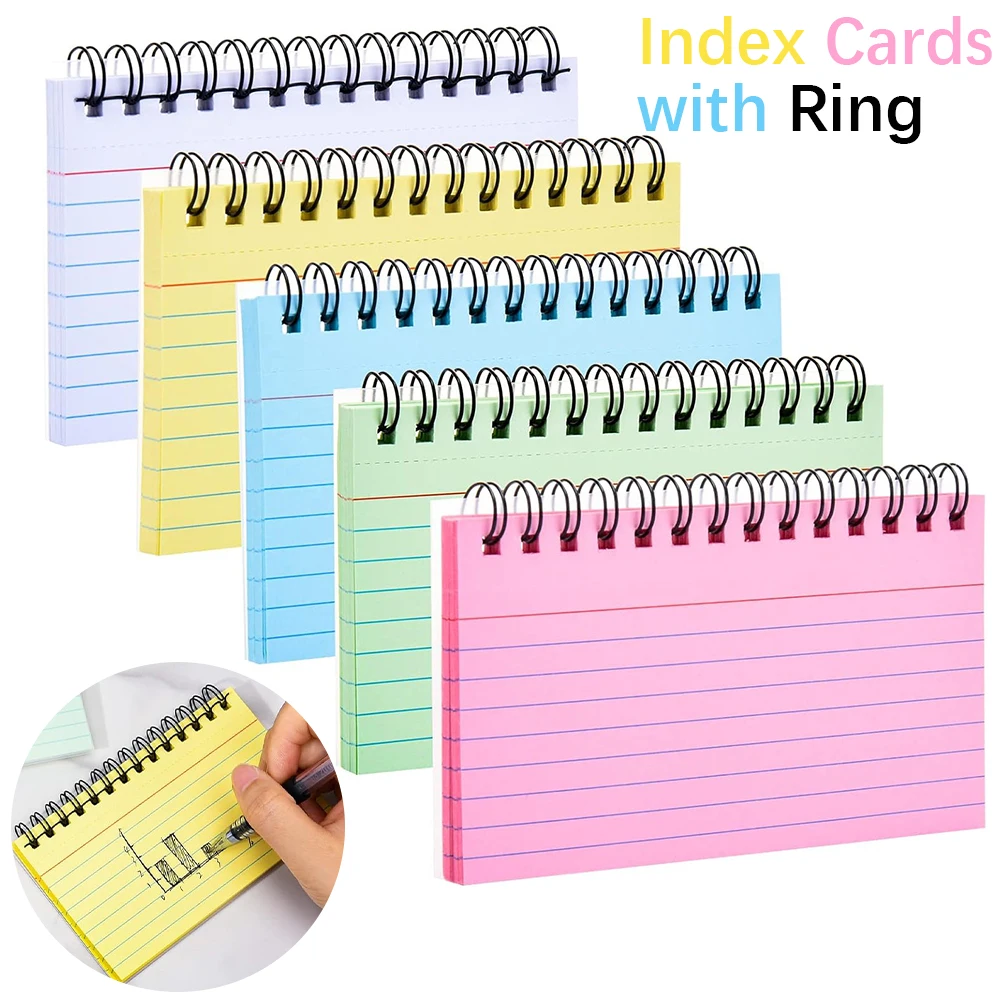 

Индексные карточки с кольцом 3x5 дюймов, 50–250 листов, карточки для записей, спиральные флэш-карты для учебы, медсестер, школы, офиса, списка дел
