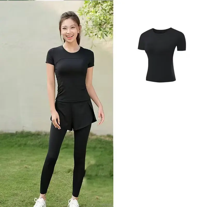 Yoga clothes, fitness women's summer 2025 new high-end Pilates training clothes, sports short sleeves, multi-color selection top