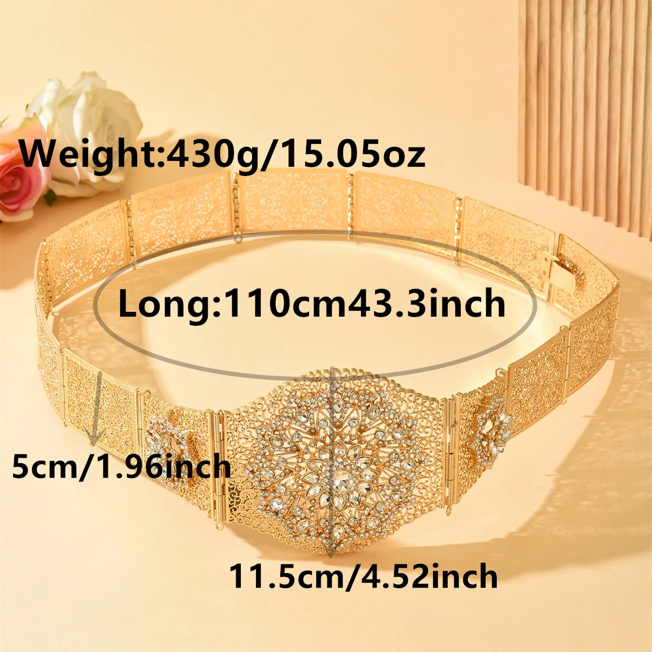 حزام خصر الزفاف على طراز Wthnic في الشرق الأوسط مع زخارف كريستالية إكسسوار زفاف فاخر لصور ظلية الزفاف الأنيقة