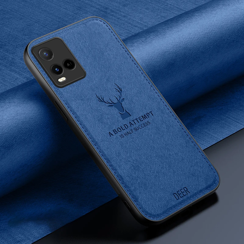 for vivo Y21 s t Y21s Y21t Phone Case Fabric Luxury Deer Cloth Shockproof Soft Edges Hard Cute Cover vivoY21st V2135 V2110 V2111