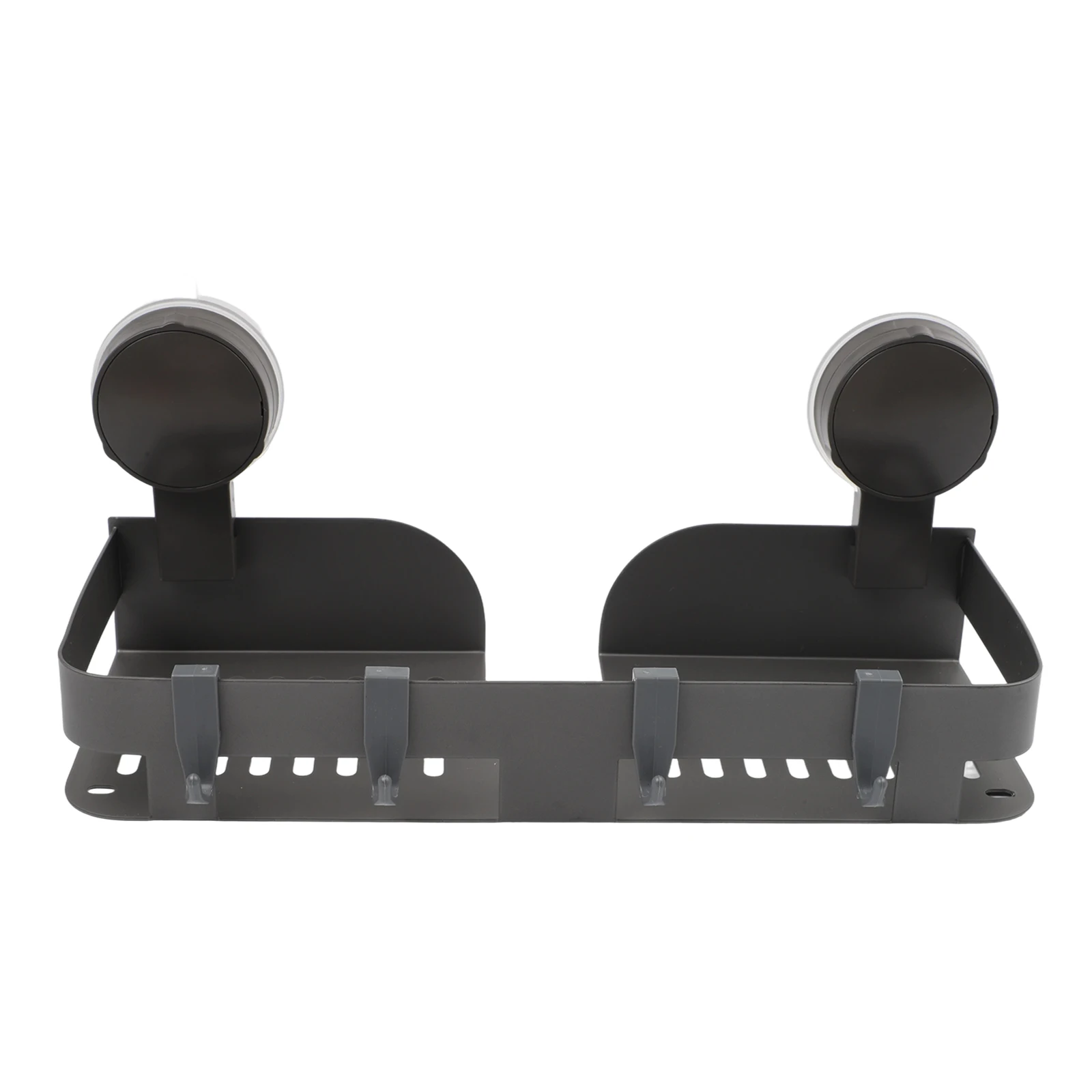 Bathroom Shower Shelf Organizer with Suction Cups Aviation Aluminum Material Raised Edge Design No Drill Black