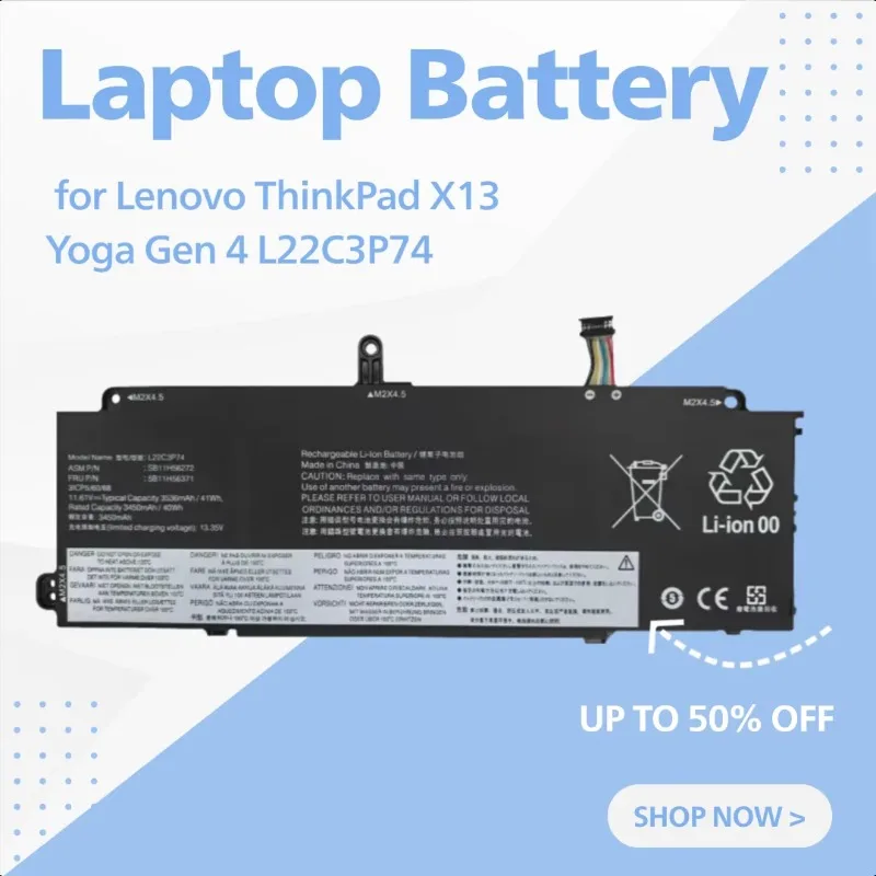 

Brand New Laptop Battery for Lenovo ThinkPad X13 Yoga Gen 4 L22C3P74