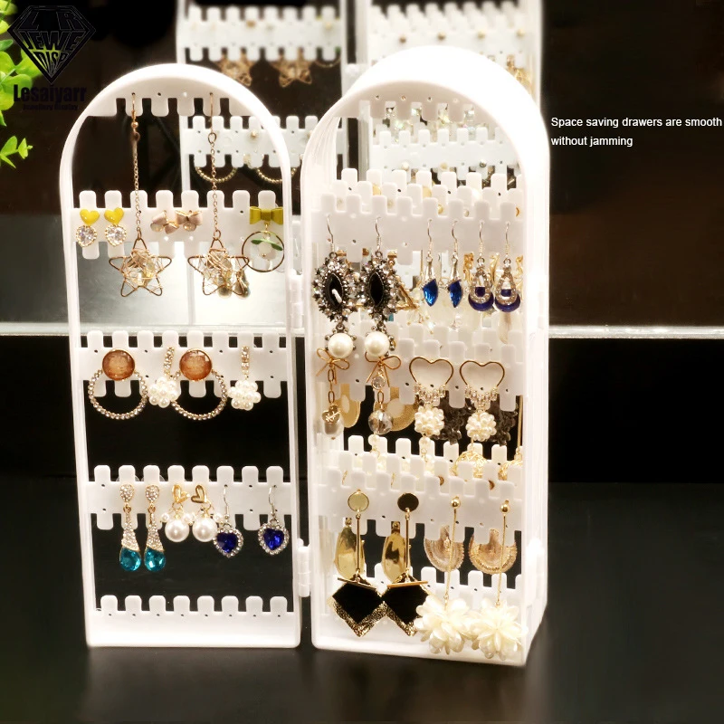 2/3/4/5/6 Fans Earrings Display Rack Transparent Multi-layer Capacity High Stability Save Space Plastic Desktop Jewelry Display