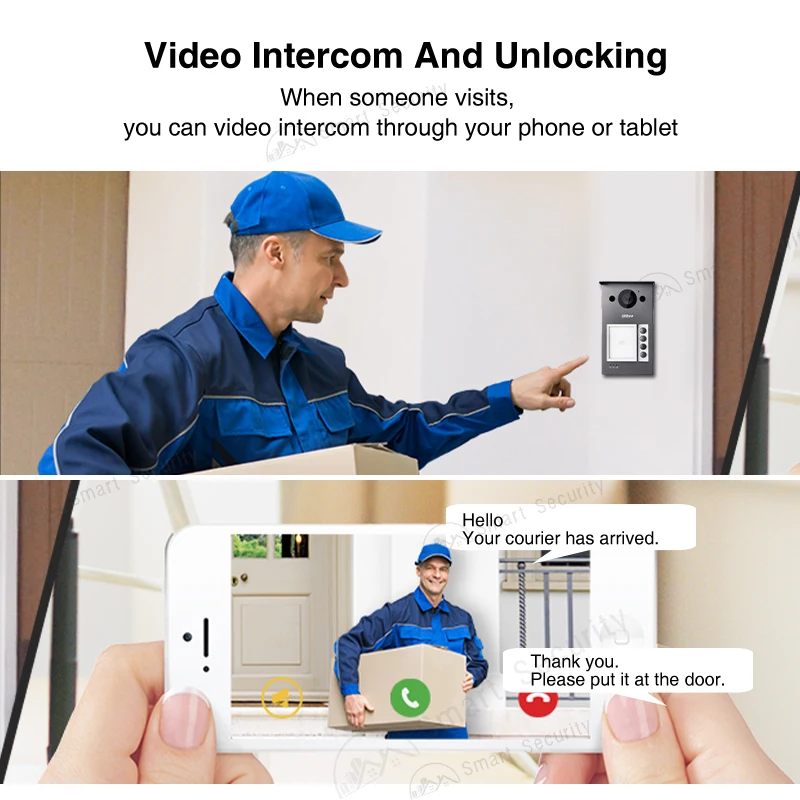 Dahua 2MP Wifi Video Intercom Full Metal PoE Camera Doorbell IC Card Unlock With Rain Cover VTH5341G-W VTO3311Q-WP Doorbell Kit