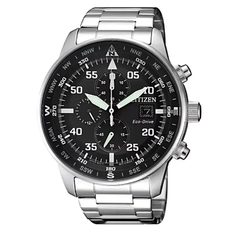 Reloj Citizen para hombre, luz Solar resistente al agua, cinético, deportes de ocio, correa mecánica de acero inoxidable, reloj plateado negro azul