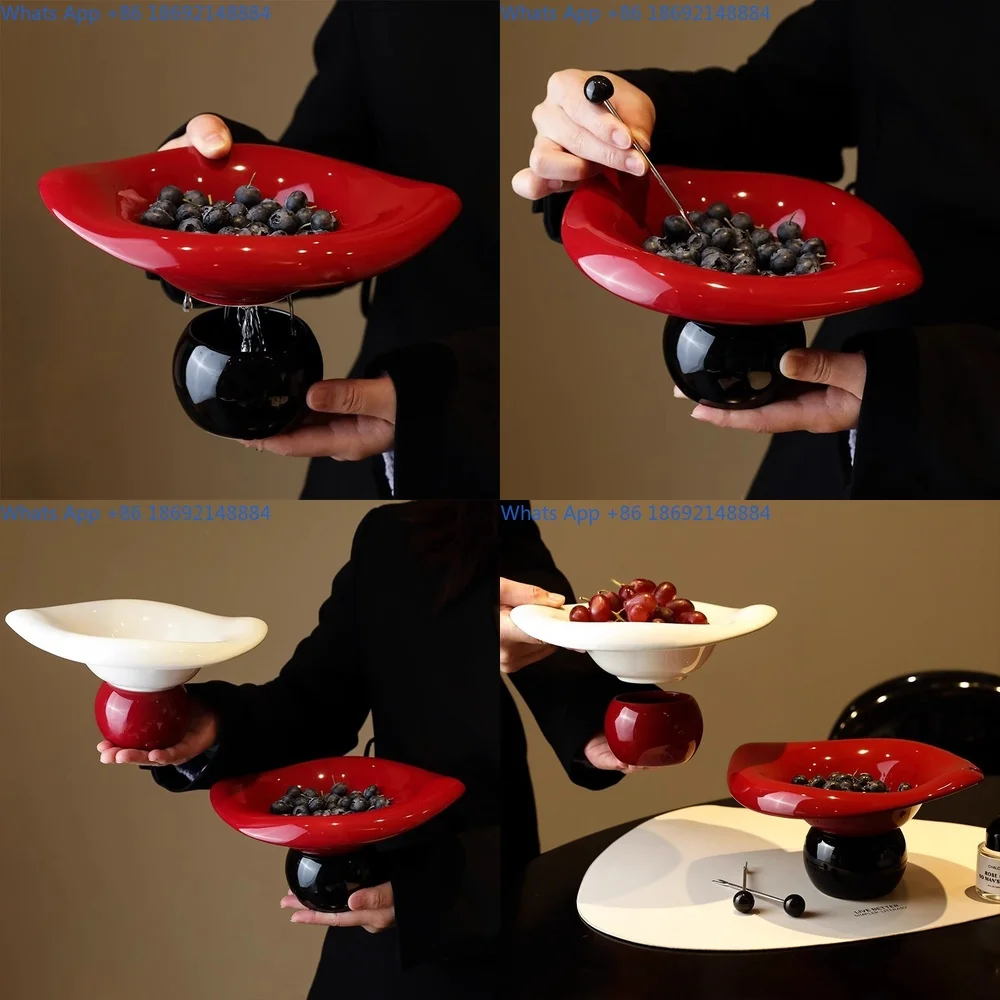 

Elegant Ceramic Fruit and Snack Tray with Drainage for Living Room or Entryway Decor