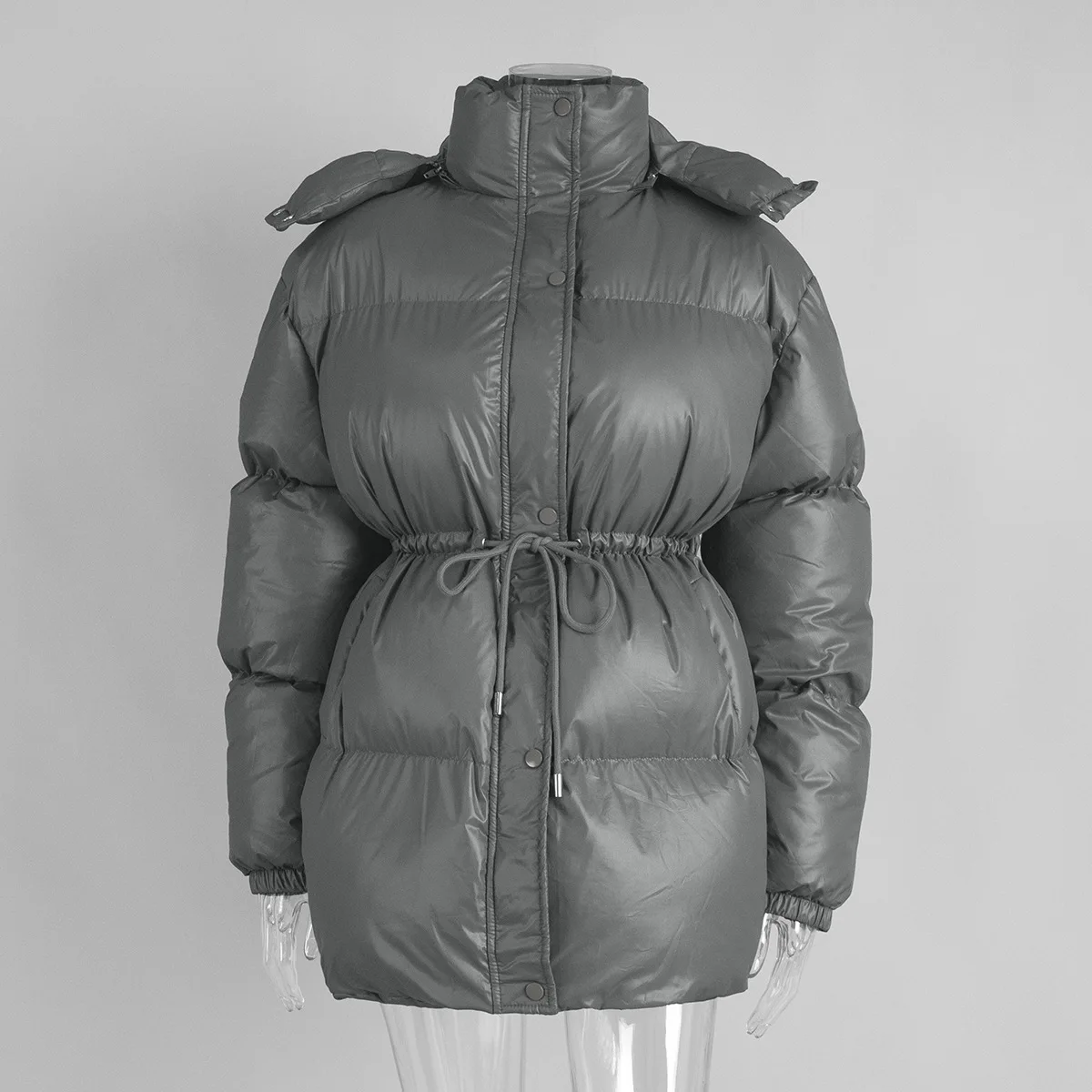 ملابس نسائية قطنية بقصة ضيقة برباط أوروبية وأمريكية لشتاء 2025 ملابس قطنية جديدة بقلنسوة وسحاب مريحة #5