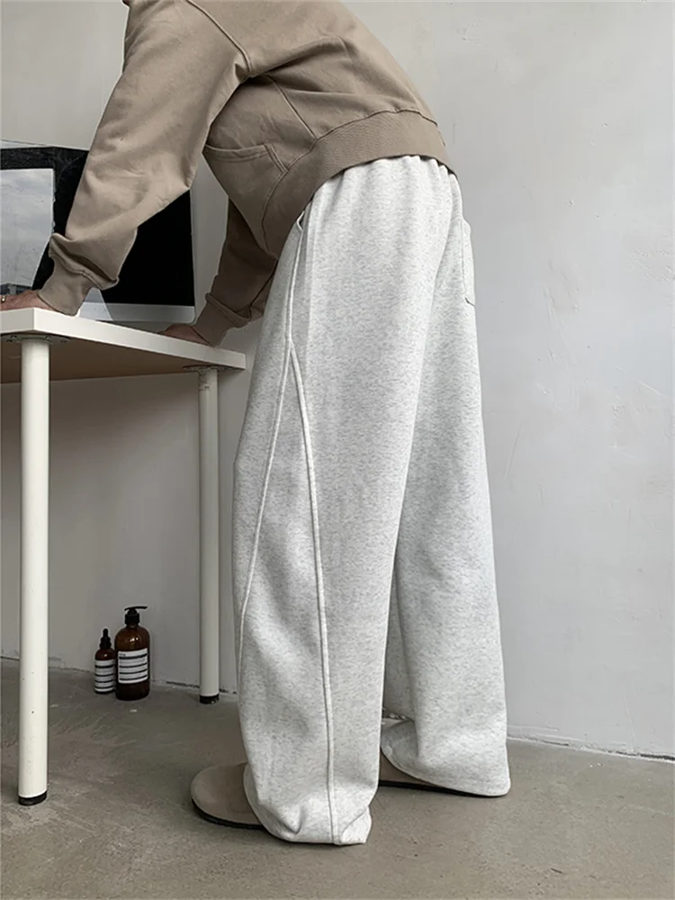 

American Style Casual Wide Leg Men's Pants Spring Summer Trendy Drapey Knife Pants Loose Fit Sports Sweatpants Grey
