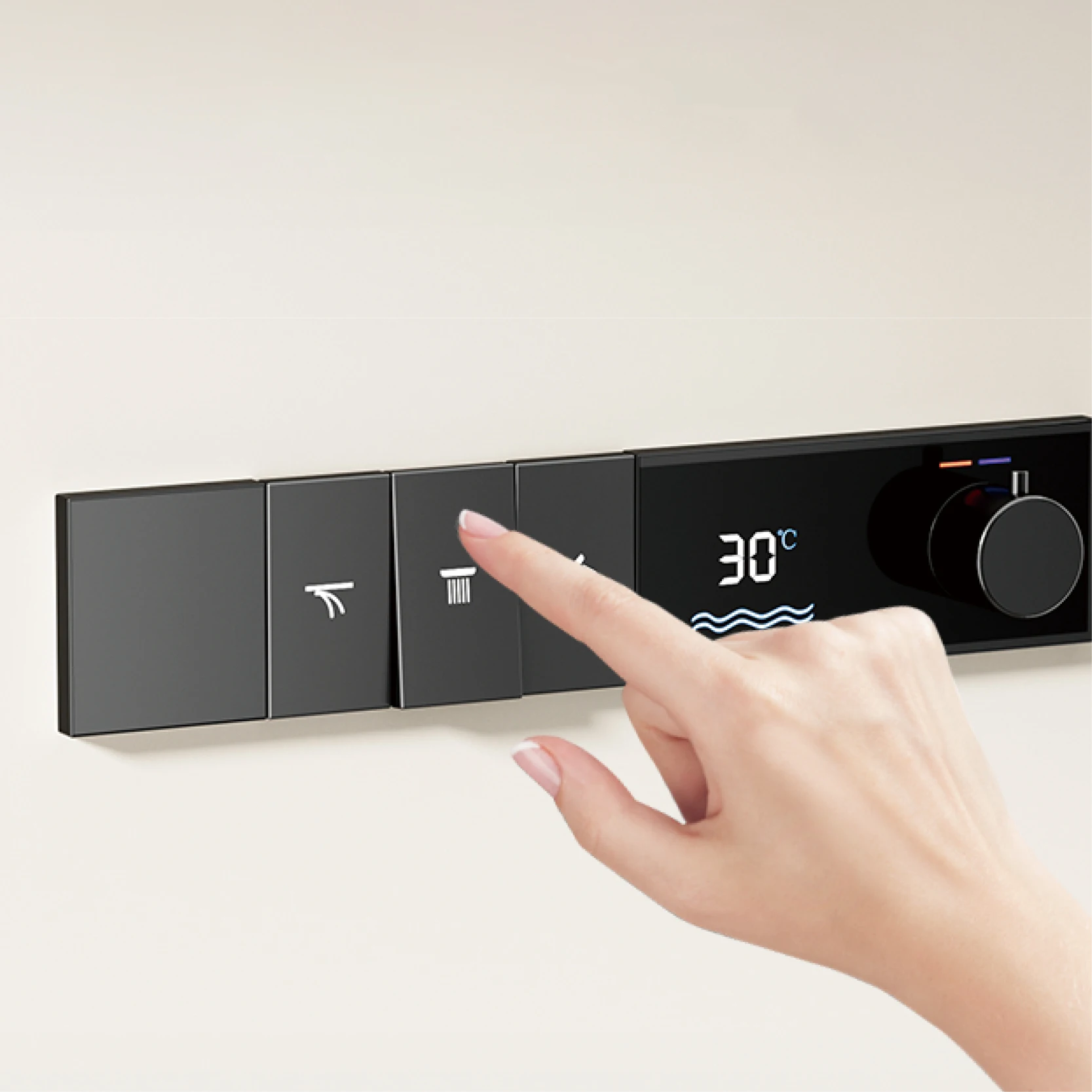 

Embedded LED Digital Display Shower System Wall-Mounted 2 Function Waterfall/Rainfall Bathroom Faucet Luxury Gun Grey Brass