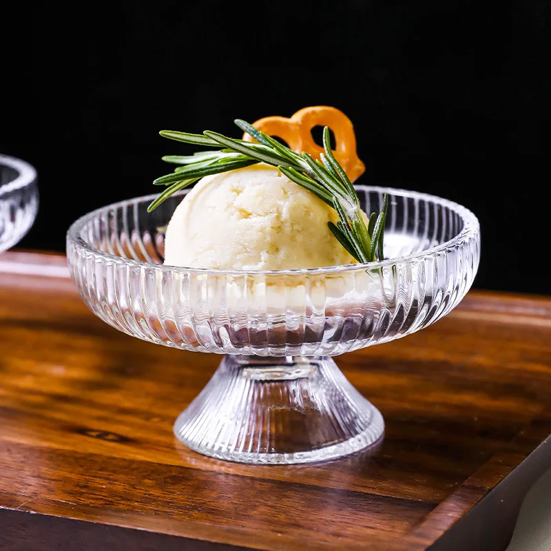 

Маленькая прозрачная десертная тарелка с подставкой, чашка для мороженого, миска для смузи на высоких ножках