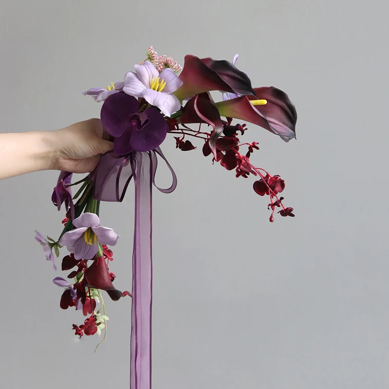 

Simulation bouquet beautiful tulip bride wedding photography silk flower home decoration purple