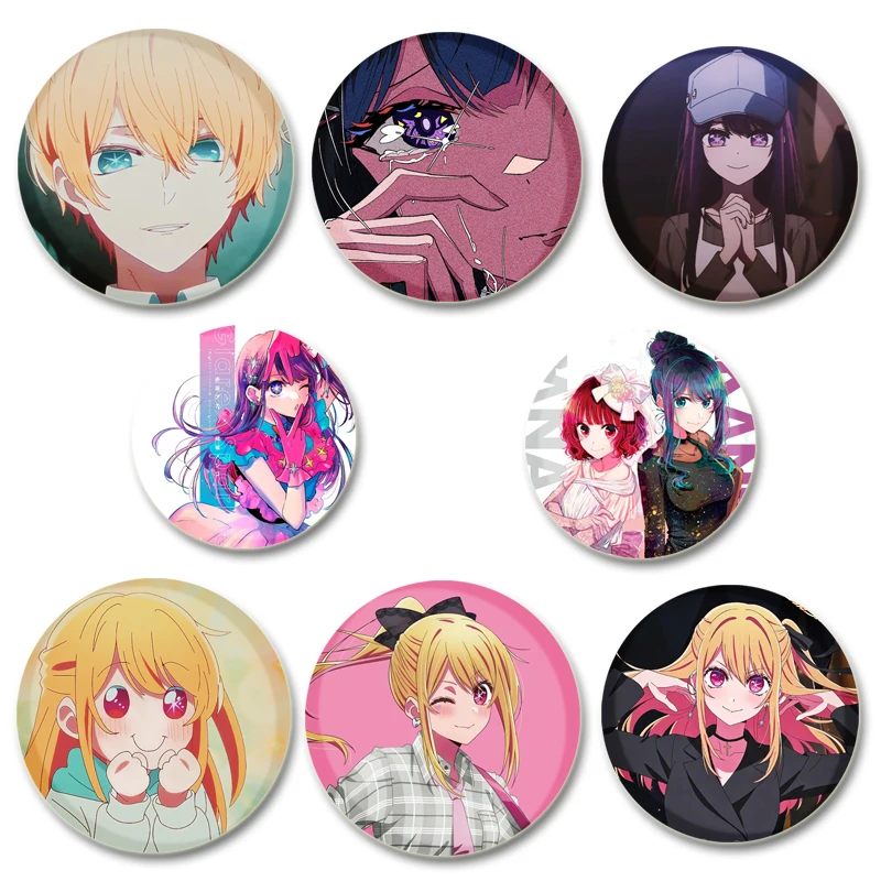 32/44/58mm Anime Oshi No Ko Button Pins Cartoon Badge Round DIY Creative Brooches for Backpack Jewelry Accessories Handmade Gift