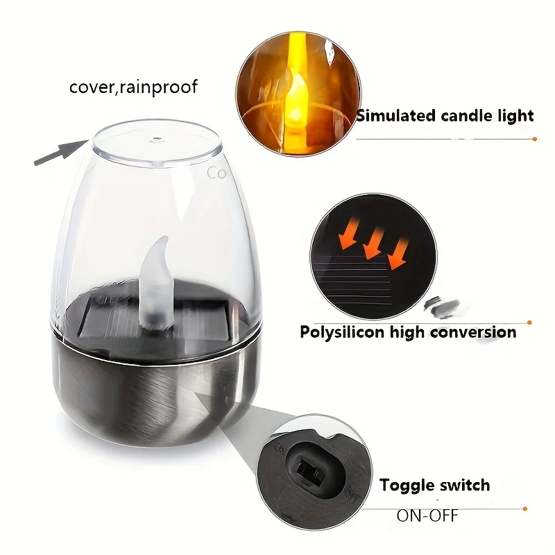 12pcs Flameless Flickering Candle Simulation Solar Candle Lights Waterproof Outdoor Lighting LED Decoration Mood Lights